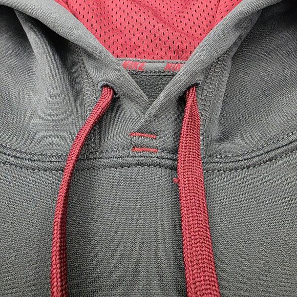 Nike Hoodie Mens XL Gray Red Therma-Fit Pullover Sweatshirt Fleece Athletic - Picture 12 of 16